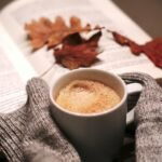 drink, coffee, food, coffee cup, leaves, autumn, book, sweater, mug, relaxation, nature, cozy
